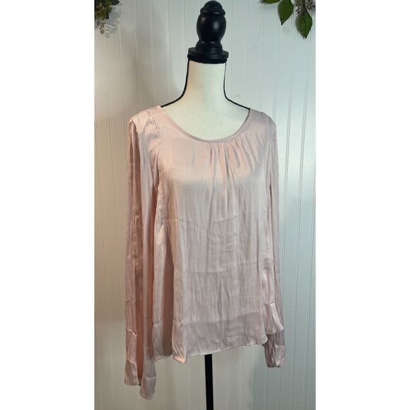Free People Pink Rose Long Sleeve Top With Back Tie Details & Scoop Neck Size L - Picture 5 of 11